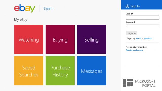 Покупки вместе с приложением eBay в Windows 8