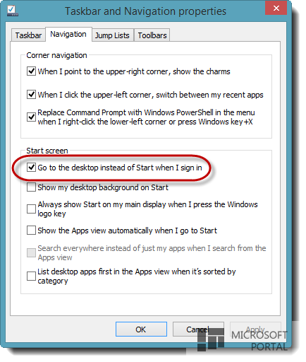 Отключаем Стартовый экран в Windows 8.1 Preview