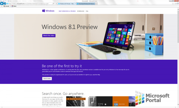 Компания Microsoft прекратит поддержку Windows 8.1 Preview и Windows RT 8.1 Preview 15 января 2014 года