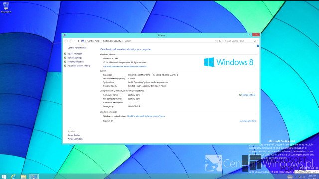 Ещё один скриншот обновления для Windows 8.1