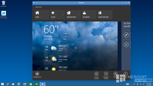 5 скриншотов Windows 10 Build  9841 (Technical Preview)