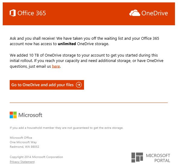 Microsoft начала предоставлять подписчикам Office 365 неограниченное пространство в OneDrive