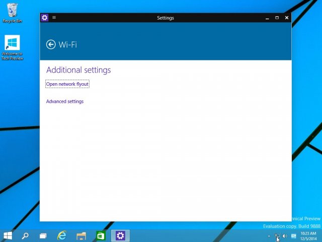 В сборке Windows 10 Technical Preview Build 9888 обновлено окно настроек сети