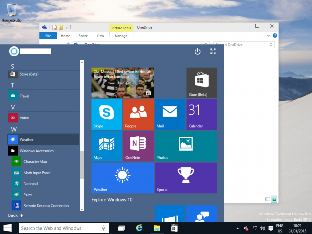 В Сети оказались скриншоты сборки Windows 10 TP Build 9913