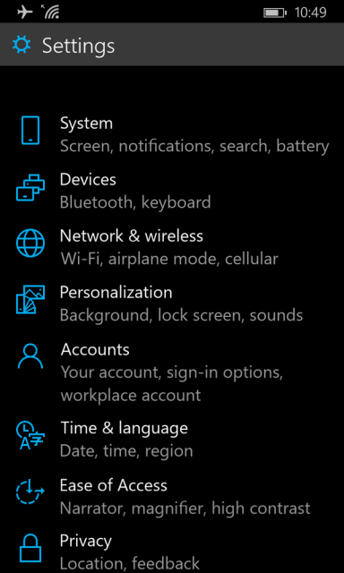 Несколько изображений Windows 10 Technical Preview для смартфонов