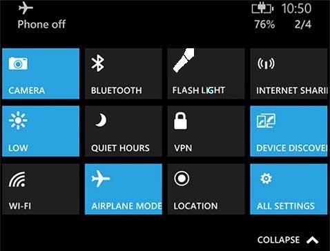 Windows 10 for Phones добавит в Центр действий несколько новых переключателей