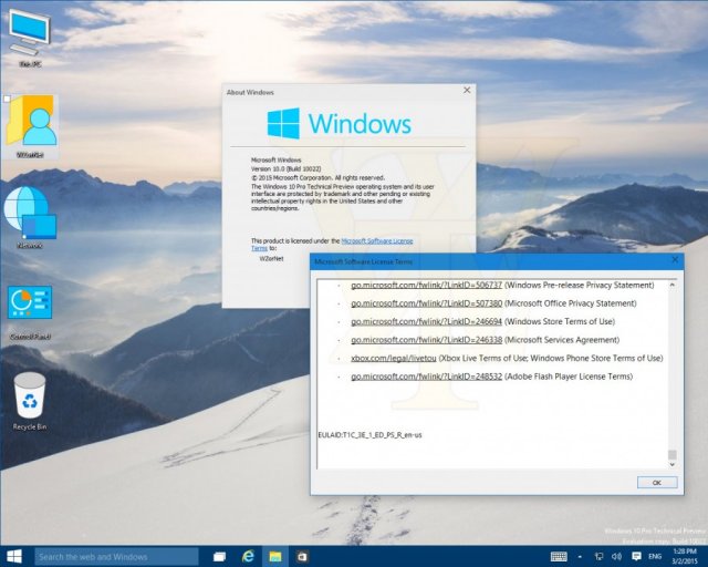 Новые скриншоты сборки Windows 10 Pro TP Build 10022 на английском языке