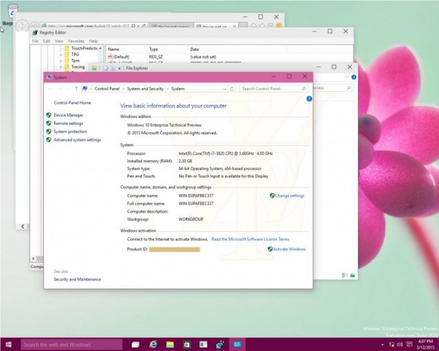 Скриншоты сборки Windows 10 Enterprise Technical Preview Build 10036