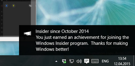 Компания Microsoft реализовала систему достижений в Windows 10 Build 10056