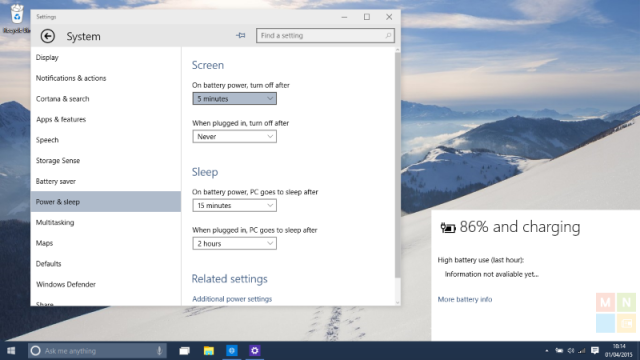 Windows 10 Build 10049: окно информации о батарее получило обновление