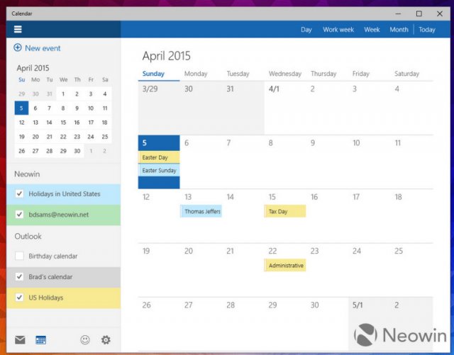 Скриншоты обновлённого приложения Календарь