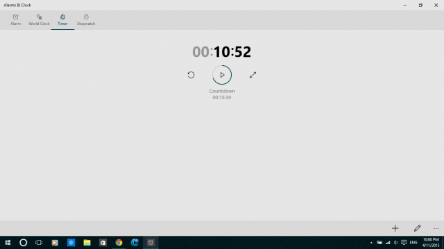 Новый секундомер в будильнике Windows 10 TP Build 10056
