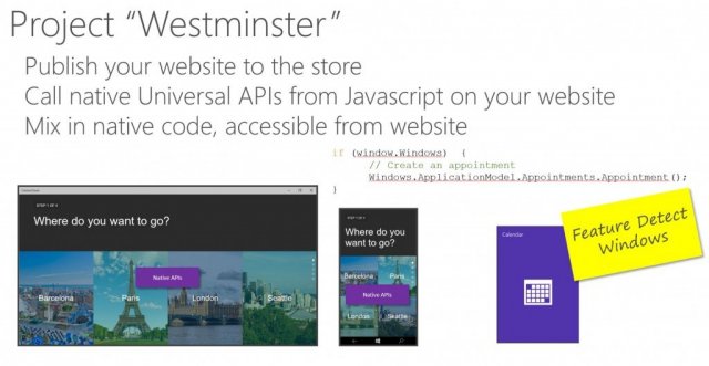 Westminster – новый проект от Microsoft, превращающий сайты в приложения