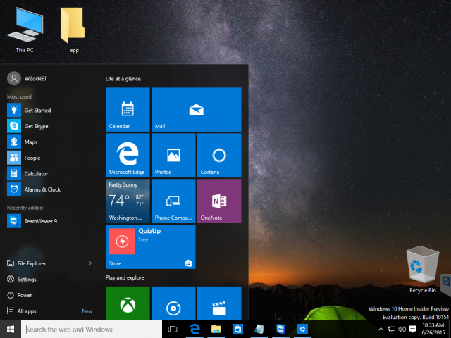 Скриншоты Windows 10 Build 10154 + обои