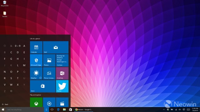 Ещё один комплект скриншотов сборки Windows 10 Build 10163