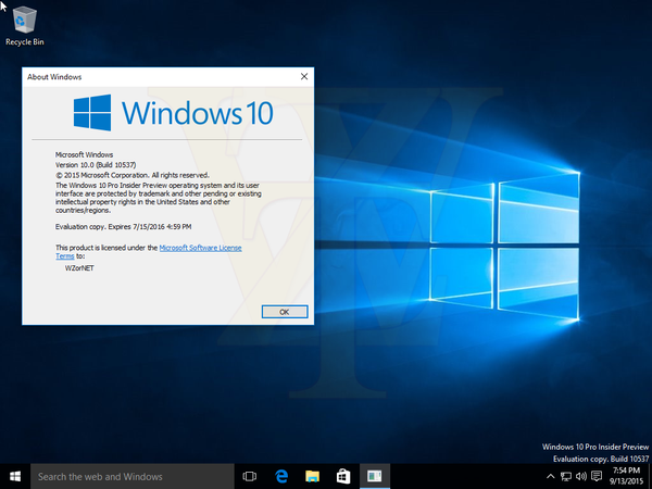 Видео сборки Windows 10 Insider Preview Build 10537