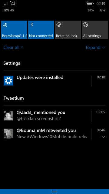 Скриншоты сборки Windows 10 Mobile Build 10536