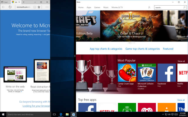 В Windows 10 Insider Preview Build 10547 Microsoft добавила несколько функций многозадачности из Windows 8