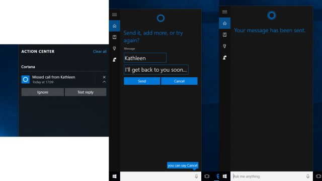 Windows 10: совсем скоро Cortana сможет отправлять SMS на устройства с Windows 10 Mobile