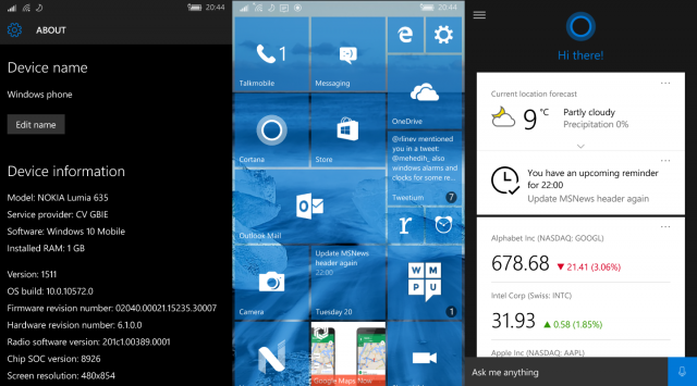 Сборка Windows 10 Mobile Build 10572 на видео