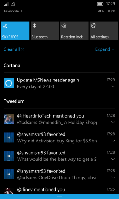 Скриншоты Windows 10 Mobile Build 10586