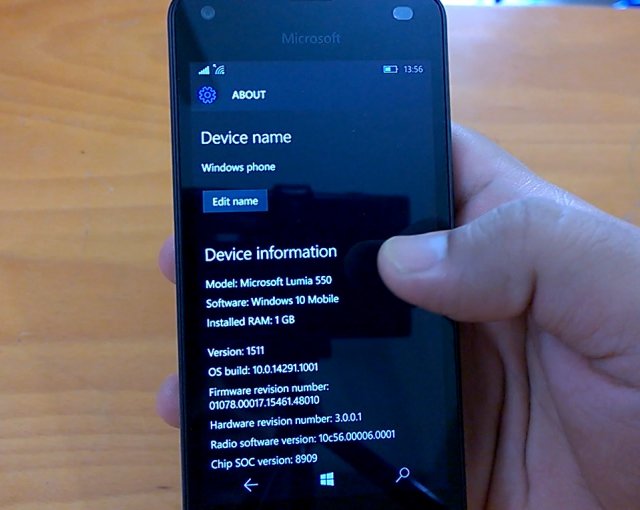 Несколько других изменений сборки Windows 10 Mobile Build 14291