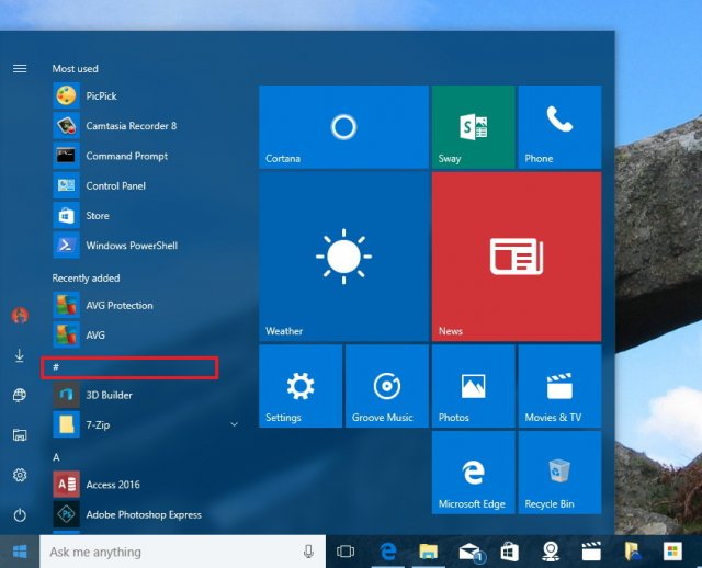 Несколько других нововведений сборки Windows 10 Build 14352