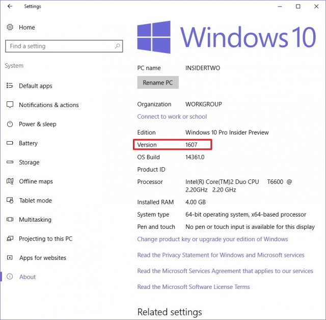 Другие улучшения сборки Windows 10 Build 14361