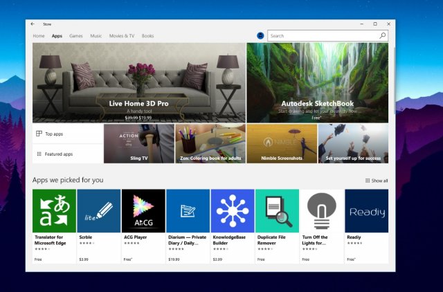 Microsoft тестирует улучшенный дизайн Windows Store перед интеграцией Fluent Design