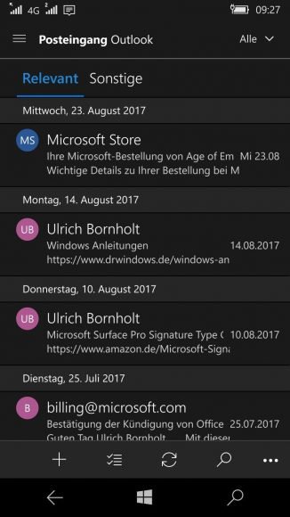 Функция Focused Inbox доступна некоторым инсайдерам на Windows 10 Mobile