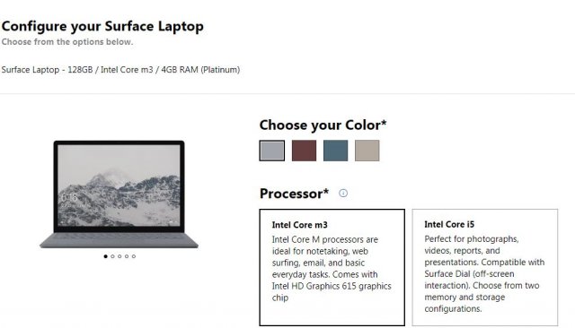 Microsoft теперь продает Surface Laptop с процессором Intel Core m3