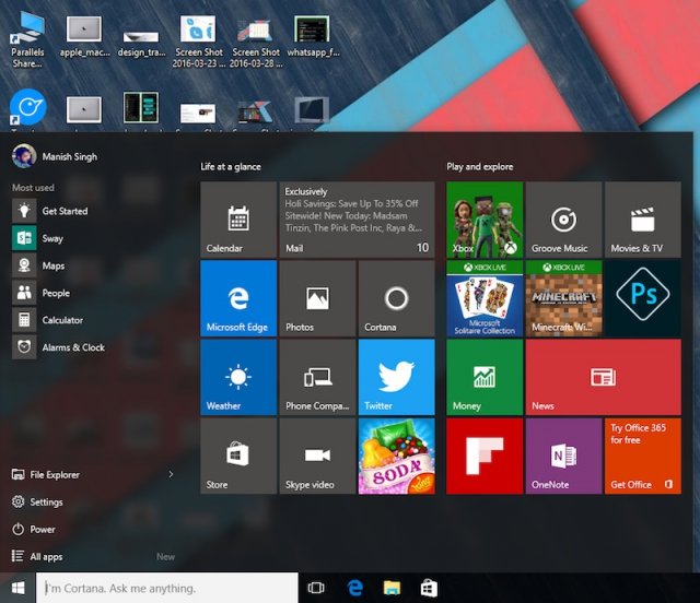 Microsoft тестирует измененную версию меню Пуск в Windows 10 19H1