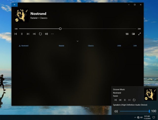 Windows 10 19H1 может получить новый способ управления музыкой