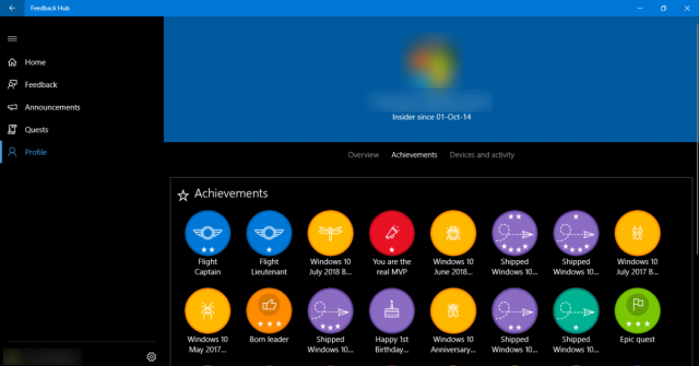 Microsoft добавляет дополнительные значки достижений для инсайдеров Windows