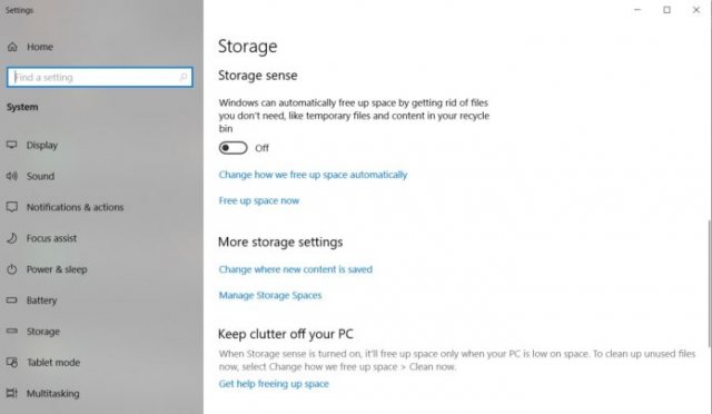 Windows 10 19H1 получит функцию Reserved Storage