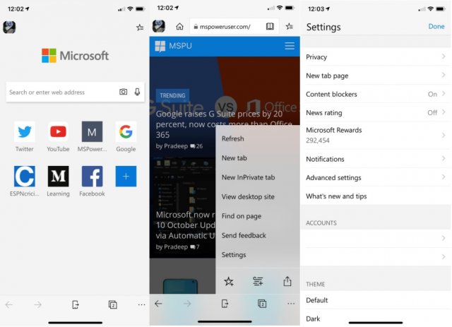 Microsoft Edge получил обновление на iOS