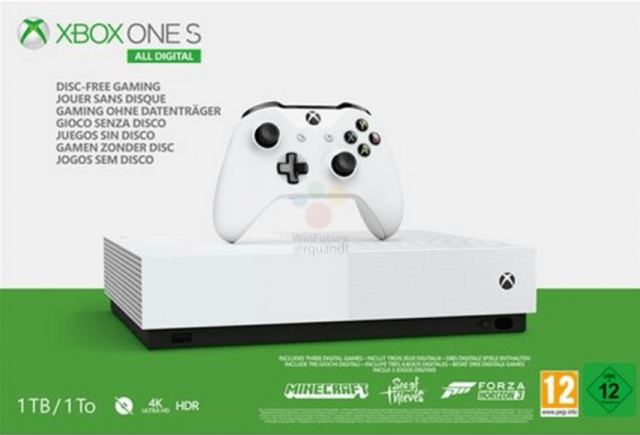 Microsoft может анонсировать Xbox One S All Digital 16 апреля