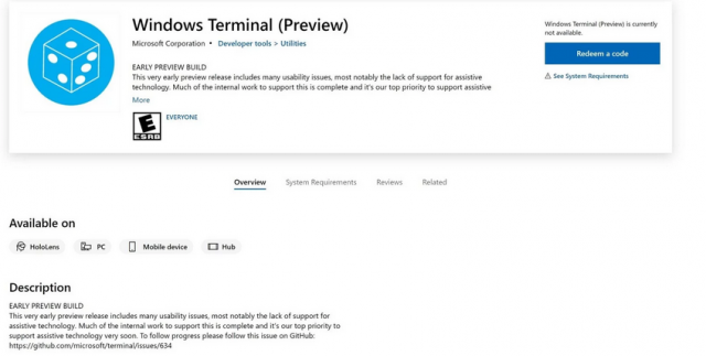 Microsoft выпустила Windows Terminal (Preview) в Microsoft Store