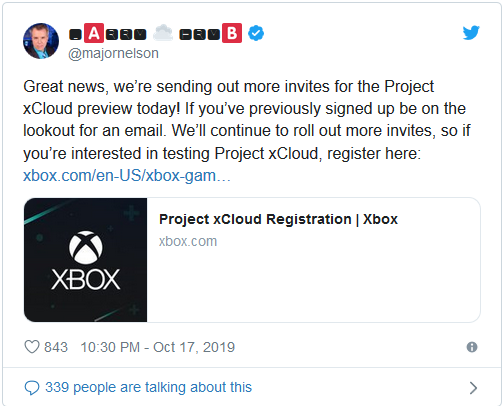 Microsoft начала отправлять больше приглашений для Project xCloud