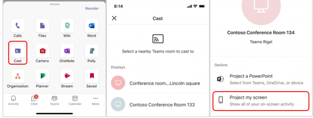 Microsoft Teams для iOS и Android теперь может транслировать контент на устройства Teams Rooms