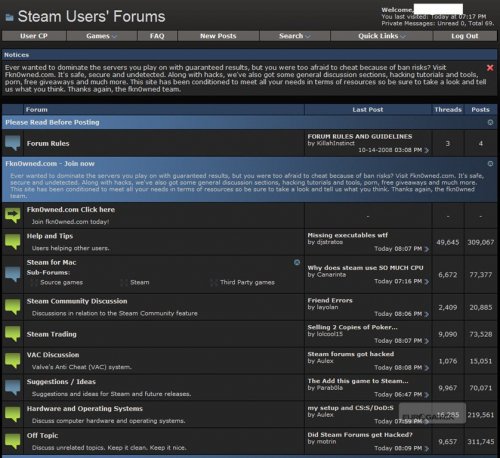 Официальные форумы Steam взломаны