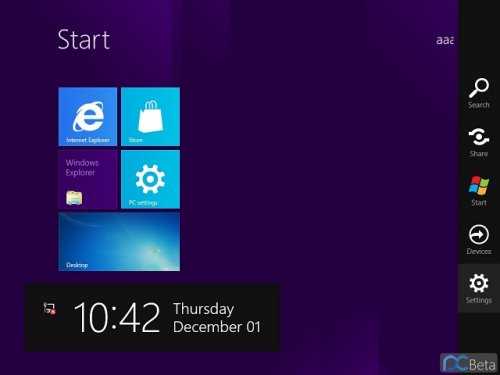 Обновлена боковая панель в Windows 8 Build 8158