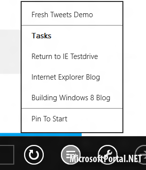 Windows 8 поддерживает функцию закрепления веб-сайтов