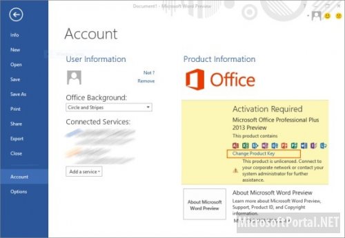 Активация Microsoft Office 2013 Customer Preview