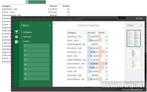 Новый Excel Web App в  Microsoft Office 2013