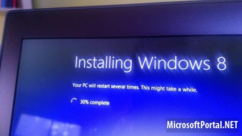 Скриншот установки Windows 8