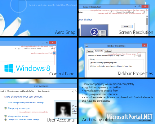 Несоответствия дизайна Windows 8