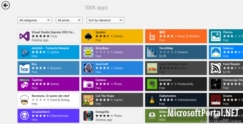 Windows Store насчитывает более 1000 приложений
