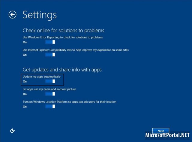 В Windows Blue присутствует возможность автоматического обновления приложений через Windows Store