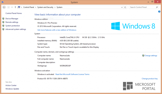 В Windows 8.1 Preview отсутствует индекс производительности